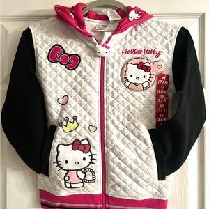 NEW Girls Hello Kitty Quilted Jacket, Sz M 7/8 with Pink and Black Accents.